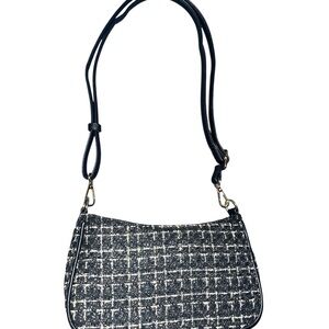 Black and White Tweed Shoulder Bag